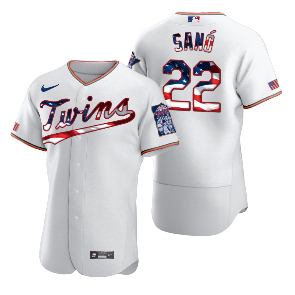 Minnesota Twins #22 Miguel Sano Men Nike White Fluttering USA Flag Limited Edition Authentic MLB Jersey